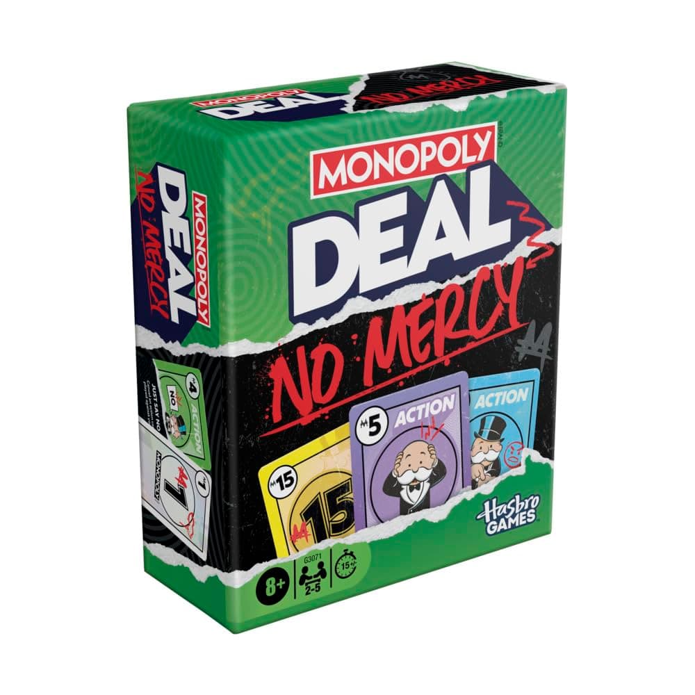 Monopoly Deal No Mercy Card Game – Ruthless Monopoly Deal Edition – Fun Family Games for Kids, Teens, and Adults – 15 Mins. – 2-5 Players – Ages 8+ - Image 1