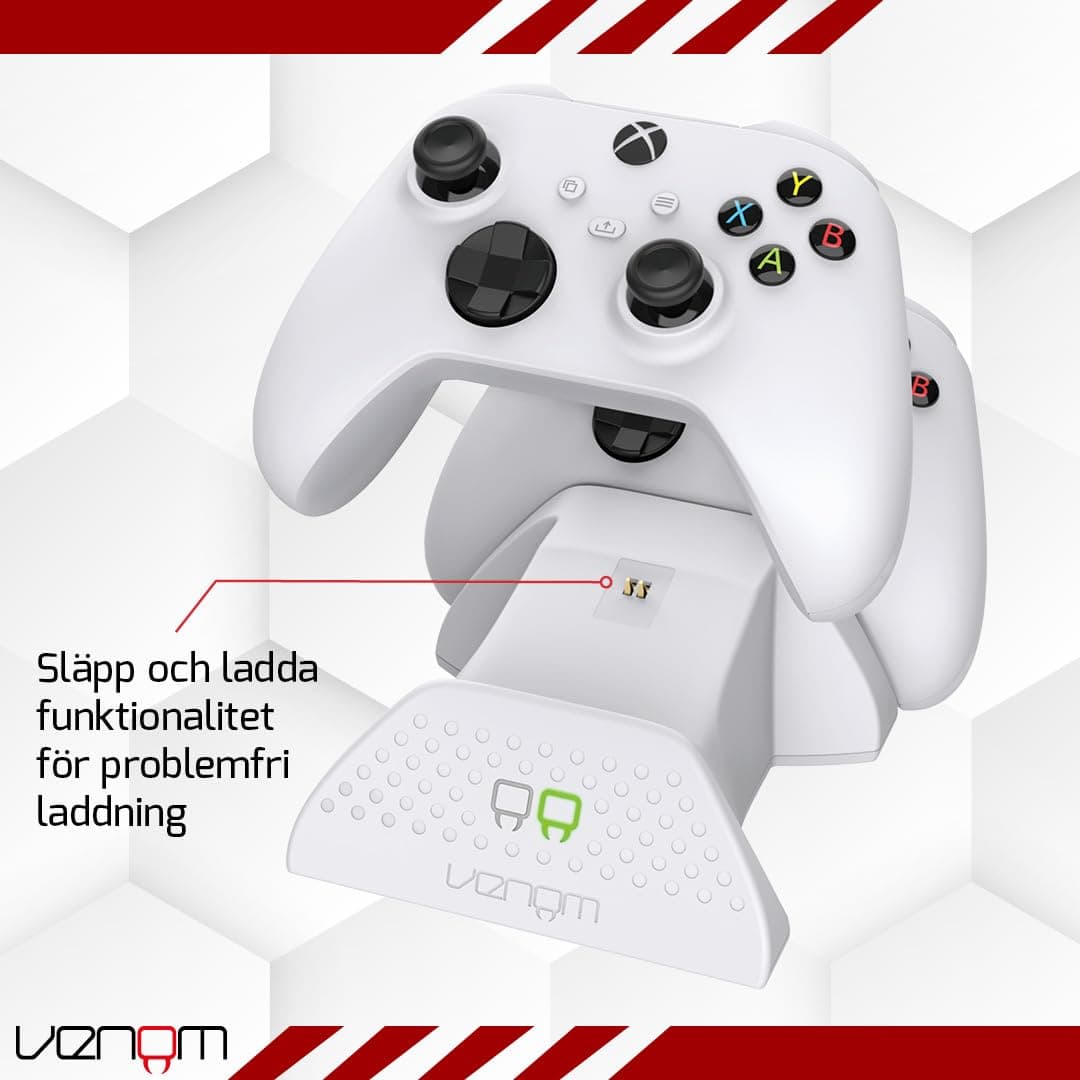 Venom Dubbel laddningsstation med 2 x laddningsbara batterier, Twin Dock - vit (Xbox Series X & S/Xbox One) thumbnail 4