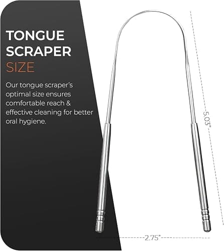Roe Tenpo Tongue Scraper, 2 U-Shaped - Tongue Cleaner Stainless Steel, Optimal Oral Hygiene - Fresh Breath & Healthy Mouth Tongue Scrapers for Adults & Kids thumbnail 6