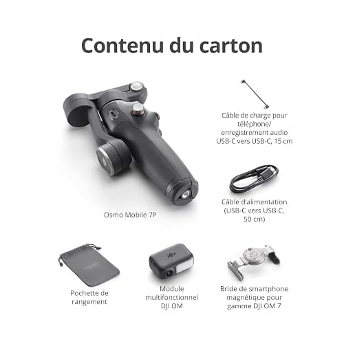DJI Osmo Mobile 7P pour iPhone, Stabilisateur Nacelle, Android, Suivi natif, Éclairage, Nacelle pour téléphone à 3 axes, Lancement rapide, Édition en un seul clic,Barre d’extension et trépied intégrés thumbnail 8
