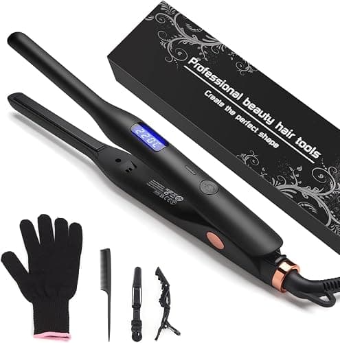 Hair Straightener Pencil Flat Iron, Ceramic Mini Small Flat Iron for Short Hair, Beards & Pixies - Image 1