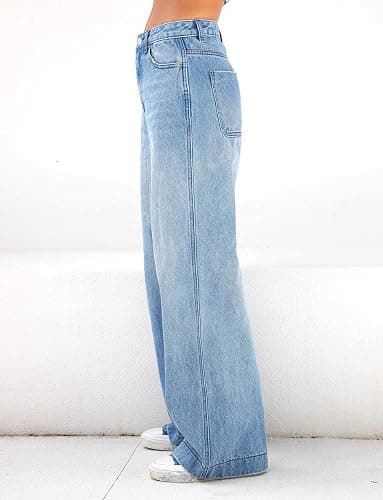 EMMIOL Women's 2025 Wide Leg Jeans Distress Mid Waist Denim Pants Vintage Y2K Trousers thumbnail 4