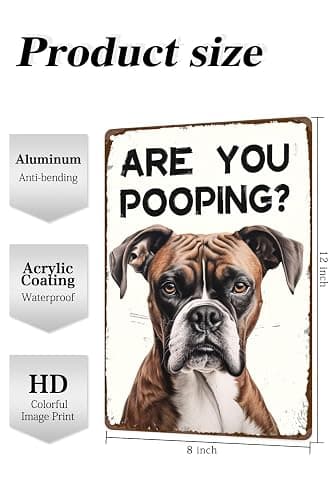 TopPacific Funny Boxer Dog Are You Pooping Metal Signs Vintage Farmhouse Bathroom Wall Decor Boxer Dog Lovers Gift 8 x 12 Inch(961) thumbnail 3