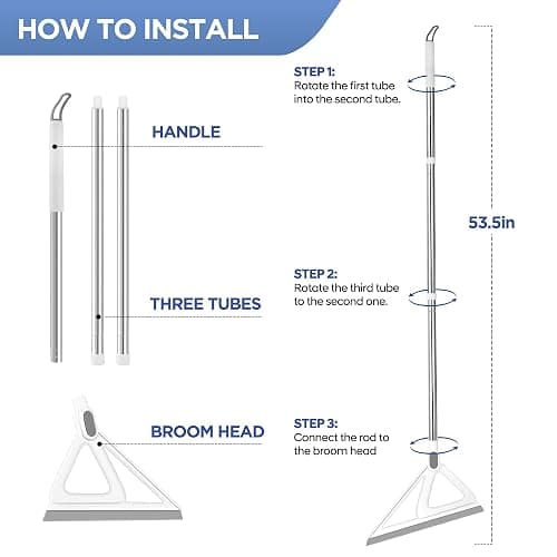 Multifunction Magic Broom, Squeegee Broom for Floor, Rubber Silicone Broom for Floor Cleaning, Magic Broom Sweeper for Living Room, Kitchen, Bathroom-Easy Dry The Glass (Grey, 54 INCH) thumbnail 7