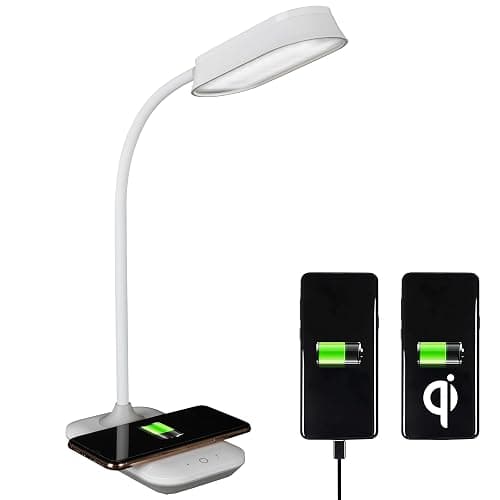 OttLite Achieve LED Sanitizing Desk Lamp Wireless Charging and USB Charging - Touch Activated, Flexible Neck, Modern Light for Reading, Crafting & Office Desktop - Image 1