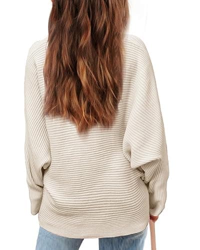 Mafulus Girl's Oversized Crewneck Fall Sweaters Kids Batwing Long Sleeve Slouchy Chunky Cute Pullover Jumper Shirts 5-14T thumbnail 2