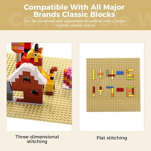 Etarnfly Classic Baseplates Building Plates-10" x 10" Building Boards,100% Compatible with All Major Brands and Activity Table, Creative Platforms Mats for Toy Bricks (Sand, 8 Pack) thumbnail 3