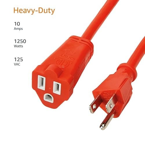 Amazon Basics 100 foot 3-Prong Vinyl Indoor/Outdoor Extension Cord - 10 Amps, 1250 Watts, 125 VAC - Orange thumbnail 2