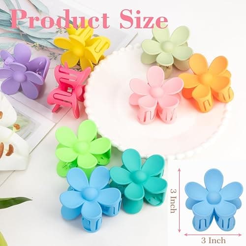Flower Hair Clips for Women - 9 PCS Matte Claw Clips With Strong Hold for Thick and Thin Hair - Non Slip, 9 Styles thumbnail 2