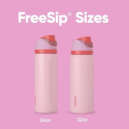 Owala FreeSip Insulated Stainless Steel Water Bottle with Straw for Sports and Travel, BPA-Free Sports Water Bottle, 24 oz, Pink, Angel Food Cake thumbnail 5