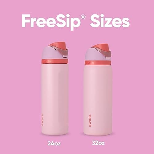 Owala FreeSip Insulated Stainless Steel Water Bottle with Straw for Sports and Travel, BPA-Free Sports Water Bottle, 32 oz, Pink, Angel Food Cake thumbnail 6