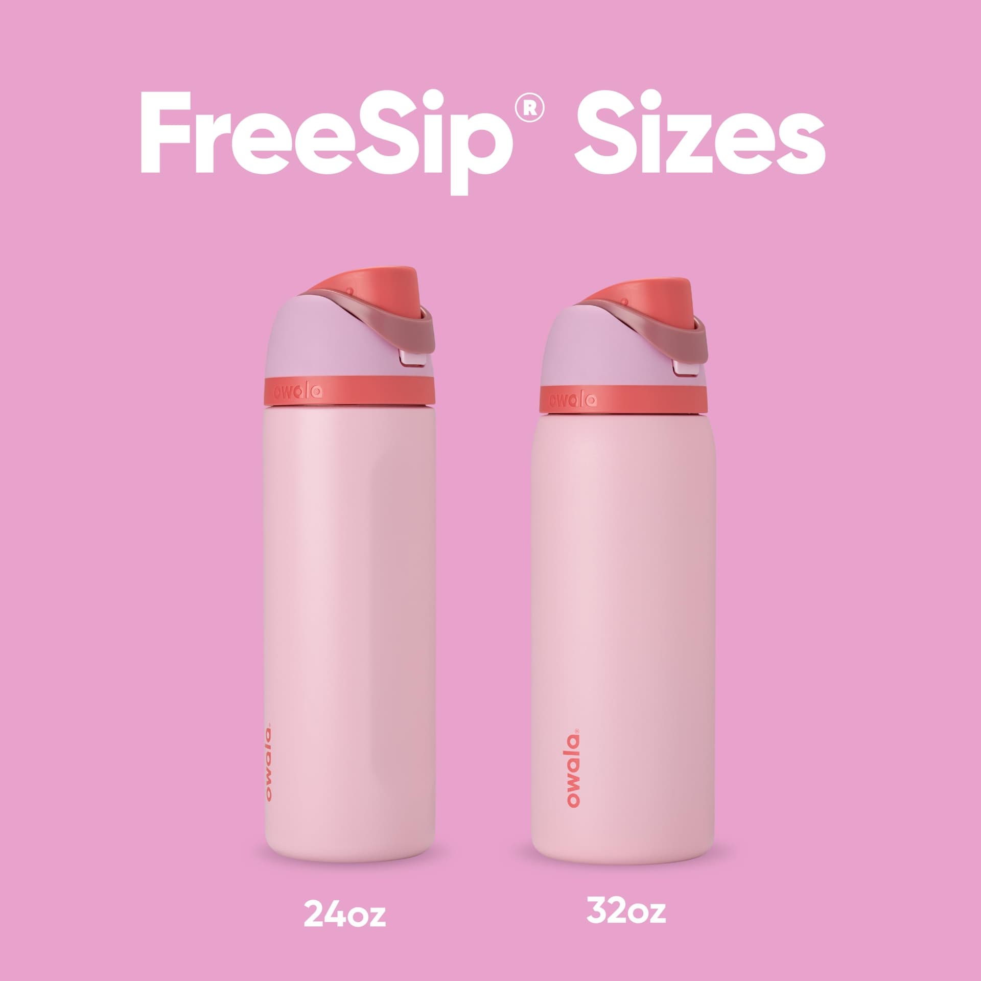Owala FreeSip Garrafa de água isolada de aço inoxidável com canudo para esportes e viagens, garrafa de água esportiva sem BPA, 680 g, rosa, bolo de comida de anjo thumbnail 5