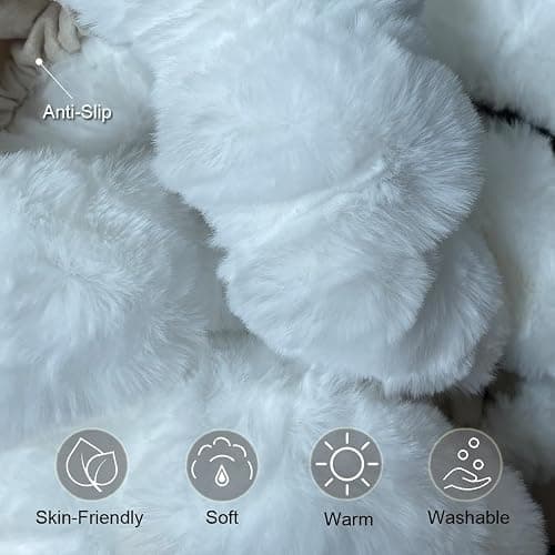 UYRIE Fluffy Mirror Cover - 59"x16" Full Length Ultra Soft Non-Slip Cover Universal Stretch Cover Warm Home Decor for Bedroom Cloakroom (White-Without Mirror) thumbnail 4