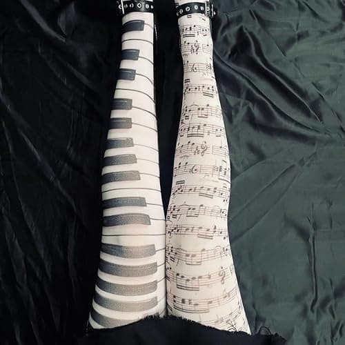 DINGXIANGJU Y2K Scene Whimsy Twee Piano Funky Tights Emo Grunge Women Music Note Legging Clothes Accessories thumbnail 3