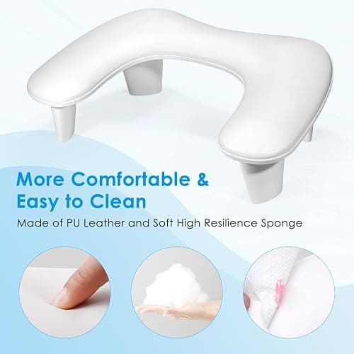 LIONVISON Arm Rest for Nails Tech U Shaped - Comfortable Manicure Nail Hand Rest Pillow Cushion, Nail Armrest Stand for Acrylic Nail Art Tech, Quick Installation, White thumbnail 6