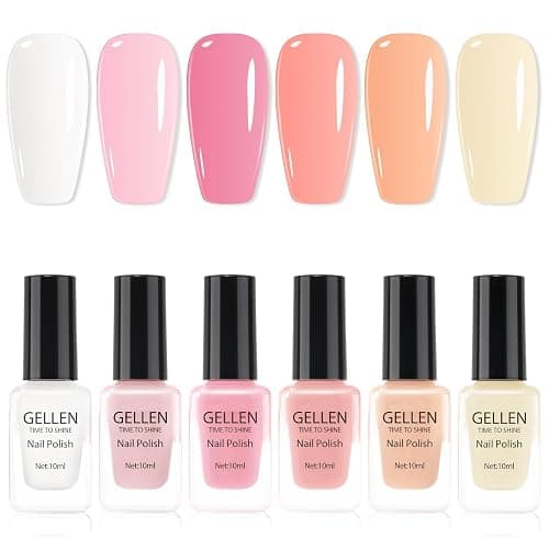 GELLEN Nude Nail Polish, Quick Air Dry Natural Traditional Regular Nail Polish 6 Colors Nude Pink White Set for Acrylic Natural Nails Home Salon, Non Gel, No UV, Chip Resistant, Hema Free, Non-toxic - Image 1