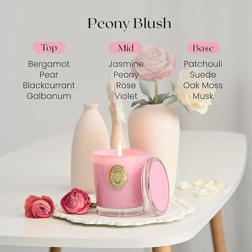 M&SENSE Luxury Colored 10.2 oz Soy Wax Candle | Peony Blush Scented | 55 Hour Burn for Home Scented|Candle Gift for Women and Men thumbnail 4