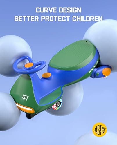 FanttikRide N7 Pro Electric Wiggle Car with Pedal, Rechargeable Battery, CyberWiggle, 2 in 1 Swing Car, 2 Speeds Max 4 Mph, Anti-Rollover, Flashing Wheels, Bluetooth, for Ages 3 and Up, 150 Lbs, Green thumbnail 7