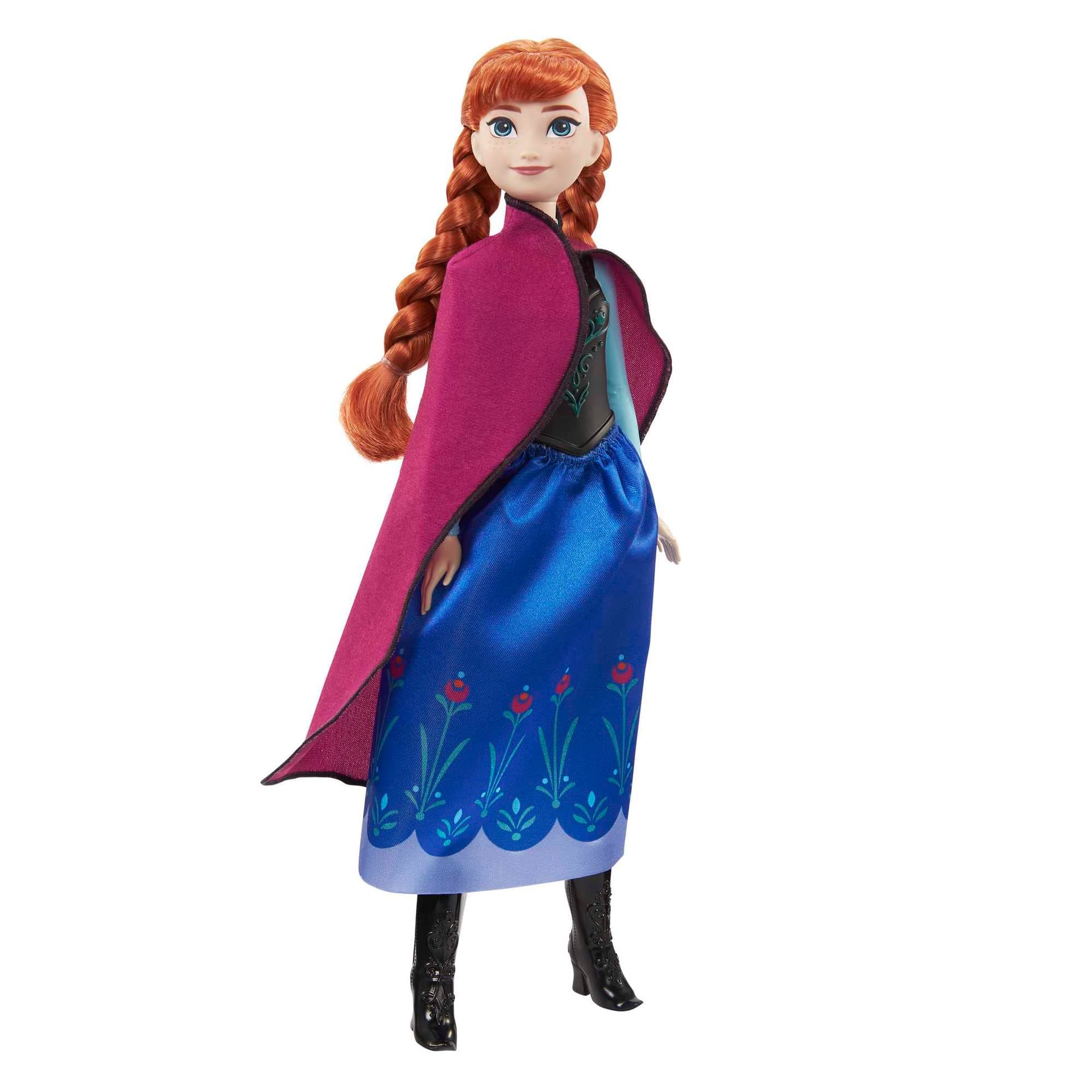 Mattel Disney Princess Dolls, New in 2023, Movable Anna Fashion Doll with Famous Outfit and Accessories, Toy Inspired by Disney's Frozen HLW49 thumbnail 7