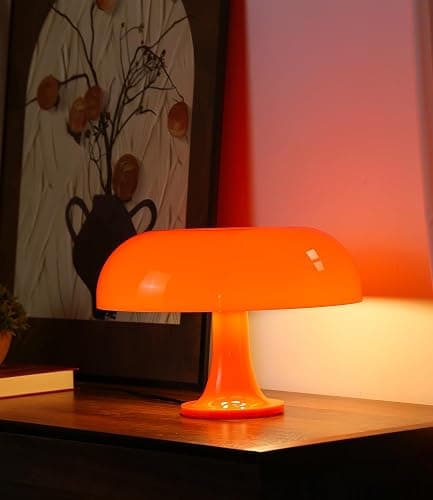 Anykonio Orange Mushroom Lamp, Mid Century Modern Table Lamp for Bedroom, Minimalist Mushroom Decor Bedside Small Lamps, 2700K(Bulb Included, Plug Powered) thumbnail 5
