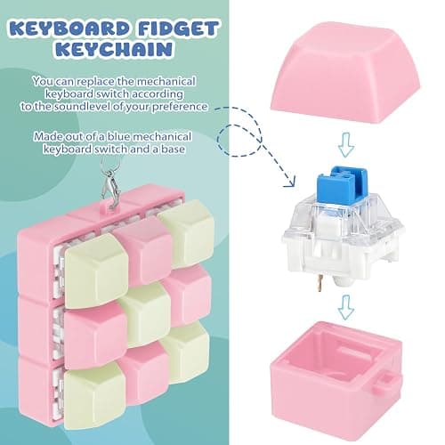 Axlksia Creamy Keyboard Fidget Toy, Fidget Clicker Keyboard Fidget Keychain, Button Fidget Gifts for Adults to Relieve Stress and Pass Time (9-in-1 E) thumbnail 5
