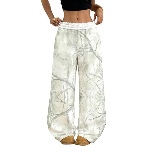 Camo Pants Women Wide Leg Y2K Camoflage Pants High Waisted Baggy Trousers Straight Cargo Lounge Joggers Sweatpants - Image 1