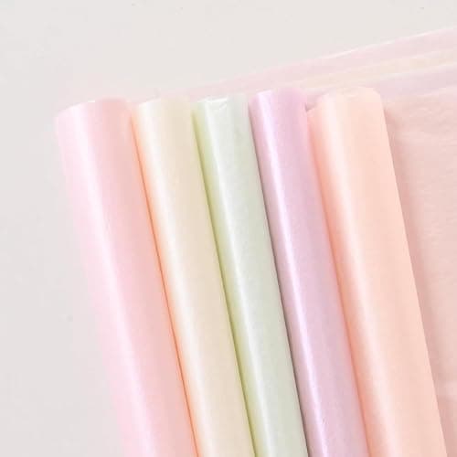 UNIQOOO 100 Sheets Pearl Colorful Gift Tissue Paper Bulk, 5 Colors Pastel Gift Wrapping Paper for Easter Gift Bags Box DIY Craft, Wedding Birthday Party Favor Decor, Shredded Filler, Pinata, 20X14in thumbnail 4