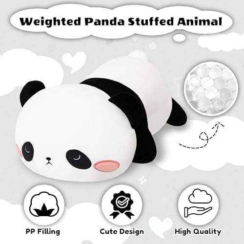 Finebee Weighted Panda Stuffed Animals, Cute Weighted Panda Plush, Soft Stuffed Weighted Plushie Pillow Gifts for Girls Boys(9.8" 0.8Lbs) thumbnail 3