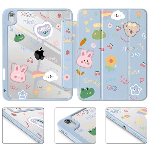 May Chen for iPad (A16) 11th Generation Case 11 Inch 2025, iPad 10th Gen Case 2022 10.9 inch, Built-in Pencil Holder with Shockproof Clear Transparent Back Shell Auto Wake/Sleep, Cartoon Stick Figure thumbnail 7