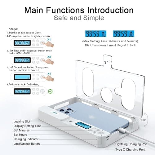 ySky Phone Lock Box with Timer,Phone Access Blocker Device for Cell Phones, Limits Smartphone Access, Reduces Screen Time & Improves Focus,Timed Jail Locker to Help Kids,Students, Adults Focus Back thumbnail 4