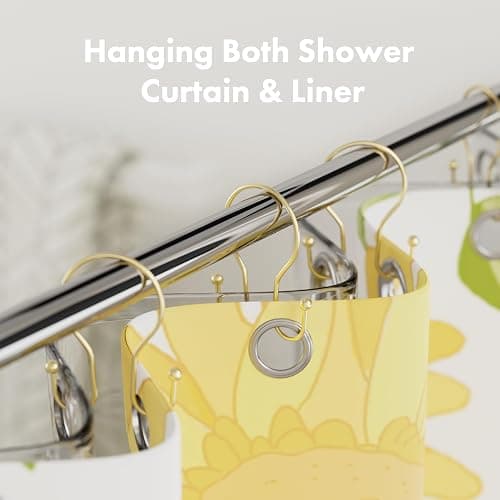 AmazerBath Shower Curtain Hooks Gold Shower Curtain Rings, Simple Double Hook Shower Curtain Hooks Rust Proof, Metal Smooth Shower Hooks for Shower Curtain Rod, 12 Pcs Shower Rod Hook Light Gold thumbnail 4