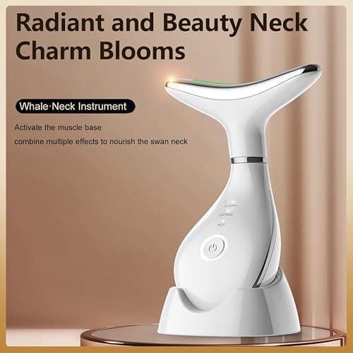 Home face and Neck Anti-Wrinkle and Anti-Aging Beauty Tool, Convenient 3-in-1 Skin Care Facial Massager, Face Shaping Tool, Vibration for Daily use at Home (White) thumbnail 4