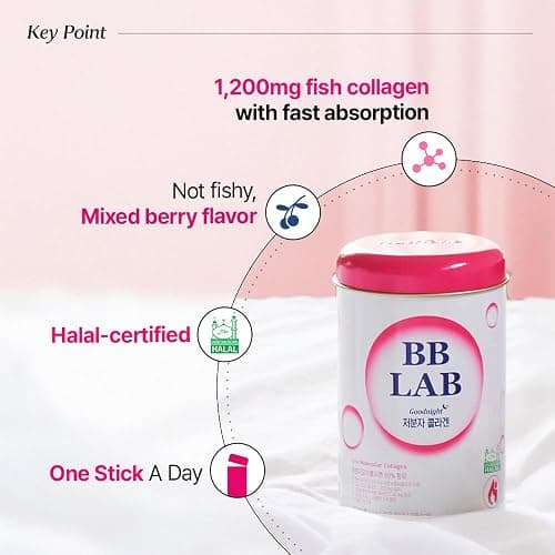 BB LAB Good Night Low Molecular Collagen Powder Stick Supplement, Halal Certified, Korean Marine Collagen, Fish Collagen Peptides, Vitamin C, Glycine, Fast Absorption, Mix Berry Flavor thumbnail 2