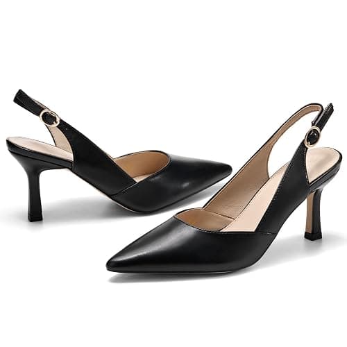 Rilista Women's Slingback Kitten Heels Closed Pointed Toe Wedding Party Dress Pumps Shoes thumbnail 4