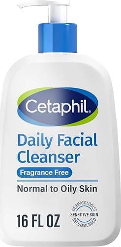Cetaphil Face Wash, Daily Facial Cleanser for Sensitive, Combination to Oily Skin, 16 Oz, Fragrance Free, Gentle Foaming, Soap Free, Hypoallergenic - Image 1