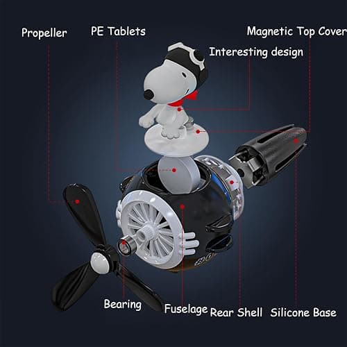 Black Dog Pilot Car Air Fresheners Cute Dog Airplane Car Diffuser Rotating Propeller Air Outlet Vent Fresheners Auto Vent Cute Air Freshener with 2 Packs Replacement Tablets Creative Car Perfume thumbnail 4