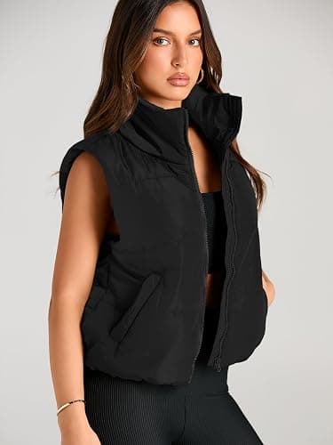 AUTOMET Puffer Vest Women Sleeveless Winter Clothing Cropped Outerwear Warm Puffy Fall Outfits Spring Fashion Vest Tops 2025 thumbnail 5