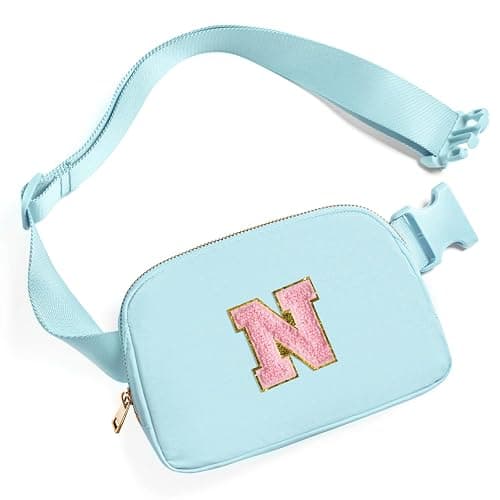 Gitus Gifts for 7 8 9 10 11 Year Old Girls Belt Bag Fanny Pack Crossbody Bags with Initial Letter Patch Birthday Gifts for Daughter Sister Friends Teen girls (Icing Blue-N) - Image 1