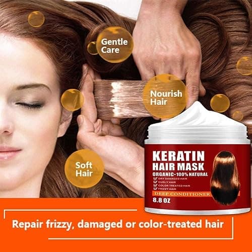 Keratin Hair Mask,Keratin Hair Treatment 250g Hair Mask for Dry Damaged Hair,Deep Conditioning Hair Treatment Mask Repair Treatment Damage Hair Root,Natural Deep Conditioner Hydrating Hair Care Gifts thumbnail 6