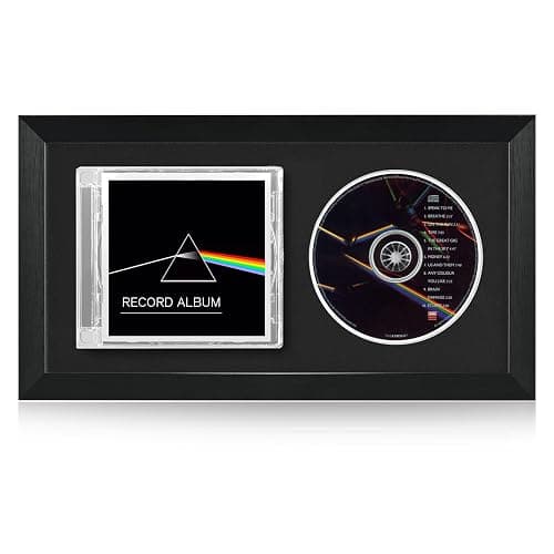 Allenkwok CD Display Frame for Discs & Cases – EVA Foam Slot, Black Flocked Fabric – Home Decor Desktop and Wall Mountable (7.7" x 14.4") - Image 1