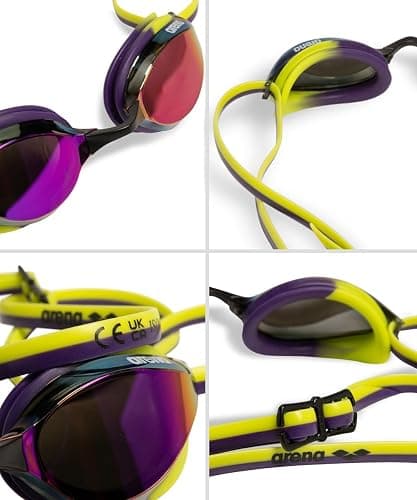 ARENA Unisex Python Racing Swim Goggles for Men and Women Anti-Fog No Leak Max Comfort Dual Strap, Mirror/Non-Mirror Lens thumbnail 2