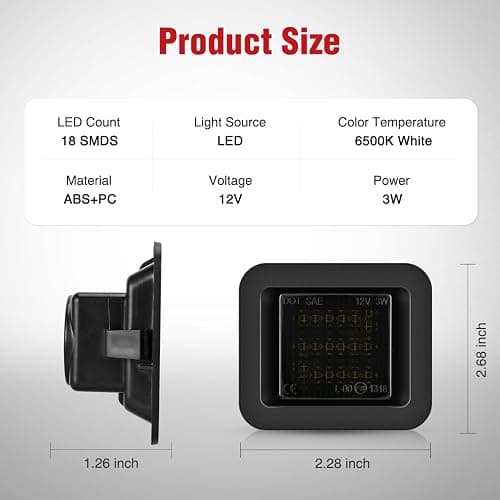 Nilight License Plate Lights Compatible with 2015 2016 2017 2018 2019 2020 Ford F150 Raptor Smoke Lens Black Housing 6000K White 2PCS Pack thumbnail 2