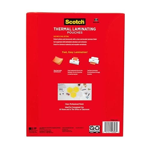 Scotch Thermal Laminating Pouches, for Use with Thermal Laminators, 8.9 x 11.4 Inches, Letter Size Sheets, 100 Count - 100-Pack thumbnail 11