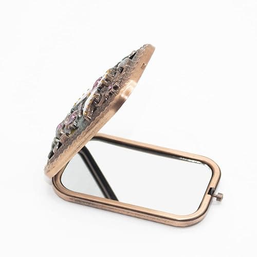 Warmtree Vintage Makeup Mirror Metal Portable Foldable Mirror Butterfly Vanity Mirror Double Sided Compact Cosmetic Mirror Travel Mirror (A) thumbnail 4