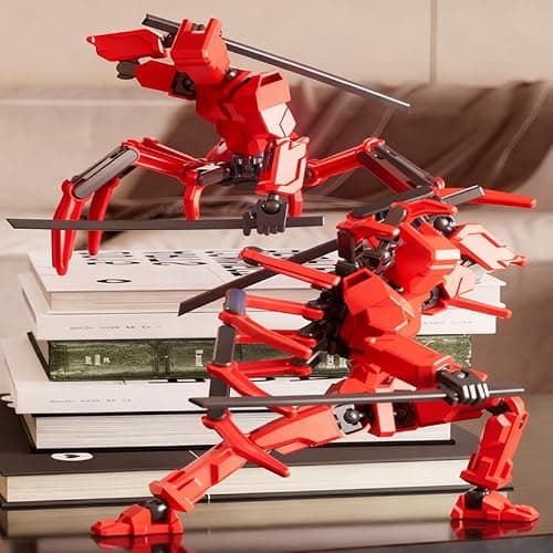 MMXBGS T13 Action Figure Set, 5.5 Inch T 13 Robot, Titan 13 Action Figures with Spider Sucker, Multi-Jointed Movable Dummy 13 Collectible Toy for Boys Age 8-12, Christmas Creative Gift (Red) thumbnail 7