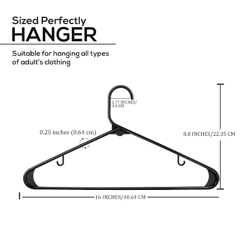 Utopia Home Plastic Hangers 50 Pack - Space Saving Clothes Hanger - Durable & Strong Closet Organizers and Storage with Built-in Strap Hooks - Essential for Shirts, Pants, Skirts & Coats (Black) thumbnail 3