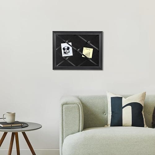 Aitakatta Black Felt Memo Bulletin Board with Frame, 17x13 inches Pin Board for Wall, Vision Board Message Board Memo Board with Criss-Cross Ribbons for Home Office School Wall Decor(BK Velvet-F,4333) thumbnail 5