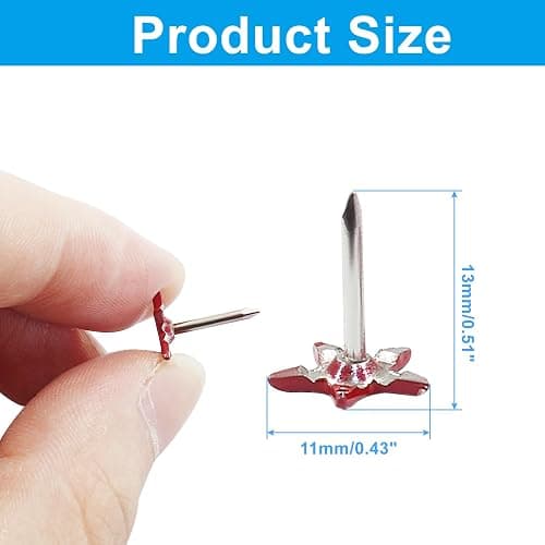 Piutouyar 150 Pcs Star Push Pins, Red Upholstery Tacks Star Shaped Decorative Thumb Tacks Metal Upholstery Pins for Upholstered Furniture Cork Board DIY Projects or Home Decor 11 x 13mm thumbnail 2