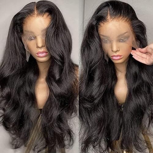32 Inch 13x6 Body Wave Lace Front Wigs Human Hair 200 Density HD Lace Front Wigs Human Hair Pre Plucked Brazilian Virgin Wigs Human Hair for Women Glueless Lace Frontal Wig Natural Black Body Wave Wig thumbnail 8