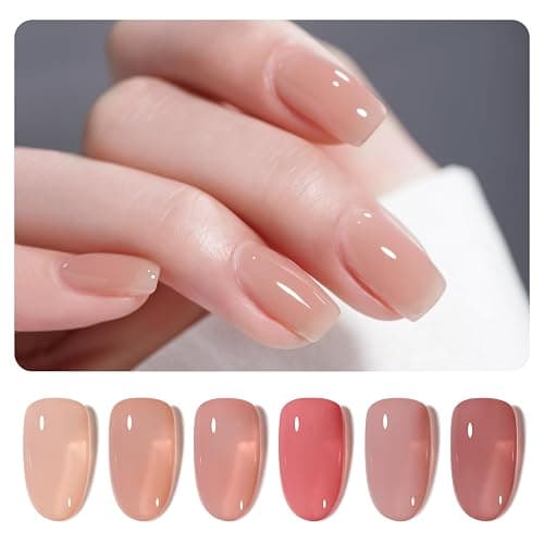 GAOY Nude Jelly Gel Nail Polish Set, 6 Colors Milky Pink Neutral Gel Kit for Salon and Nail Art DIY at Home - Image 1